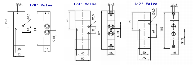 3/2 Double Pilot Pneumatic Valves